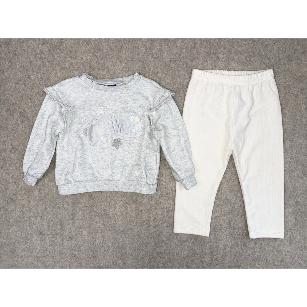 Old Navy Girls 6-12 Months 2 Piece Outfit Long Sleeve Pants Soft Sweats Gray
